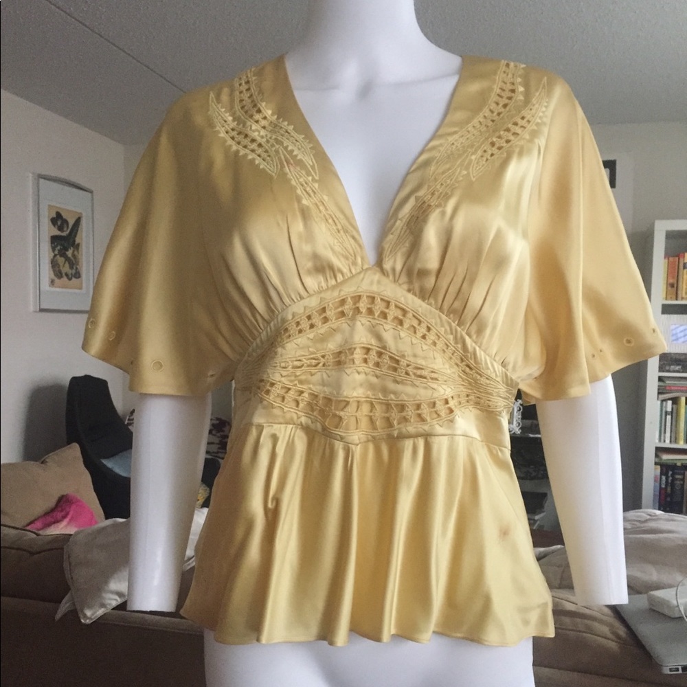 Catherine Malandrino 100% silk embroidered top